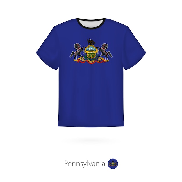 Tshirt design with flag of Pennsylvania US state Tshirt vector template