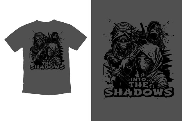 Premium Vector | Tshirt design with illustration of a group of hooded ...