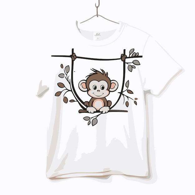 Vector tshirt design with monkey on a hanger vector illustration