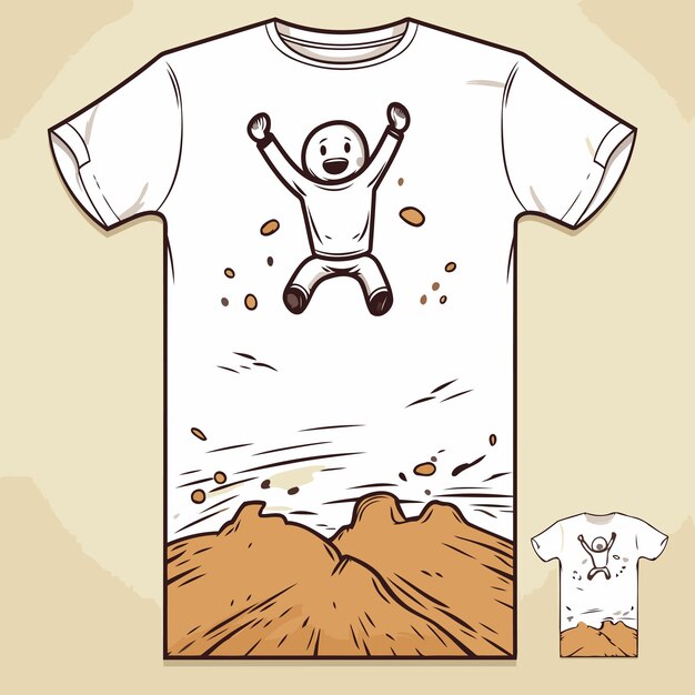 Vector tshirt design with a picture of a man jumping in the sand