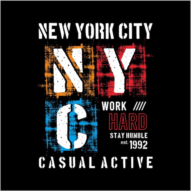 Vettore disegni di magliette e poster che dicono new york city casual active