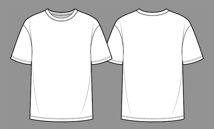 Vector tshirt fashion flat technical drawing template