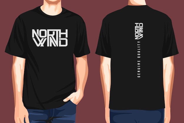 Vector tshirt front and back  north wind