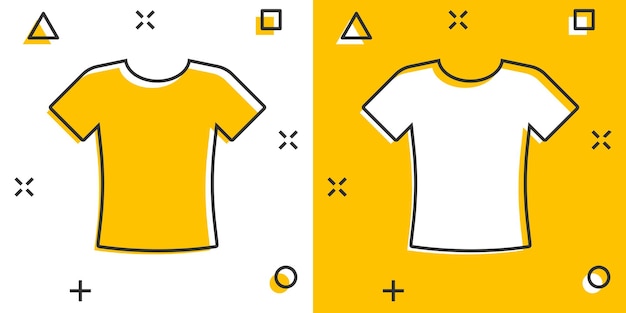 Иконка футболки в комическом стиле Повседневная одежда мультяшный векторная иллюстрация на белом изолированном фоне Поло носит всплеск бизнес-концепции