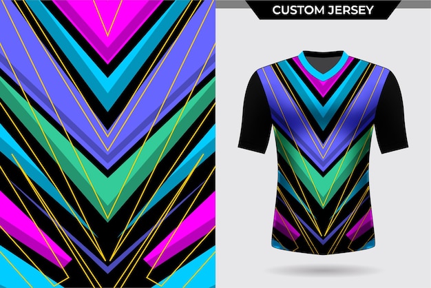 Vector tshirt jersey template modern clean geoemtric colorful triangle