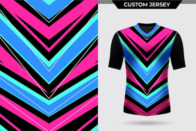 Tshirt jersey template modern clean geoemtric neon pink and blue