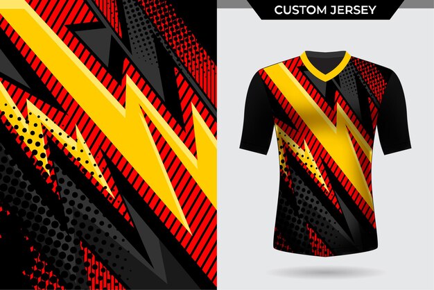 Tshirt jersey template red and yellow with halftone pattern and lines