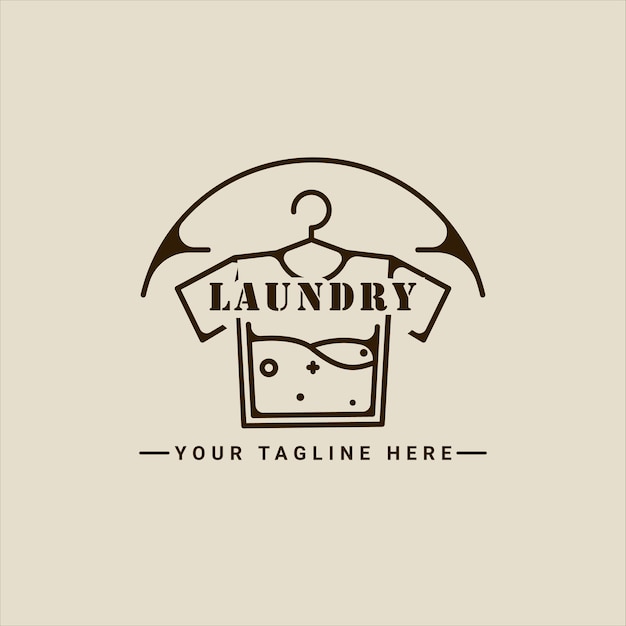 tshirt laundry logo line art simple minimalist vector illustration template icon graphic design