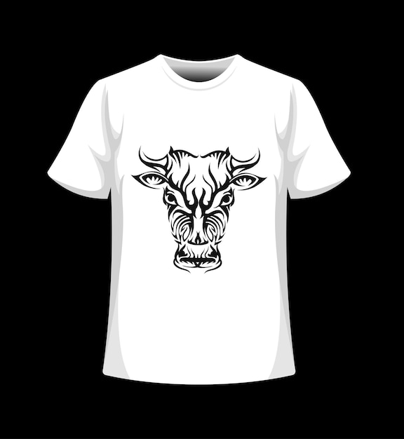 Vettore tshirt mockup personaggio toro