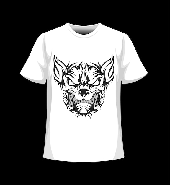 Tshirt mockup disegno del personaggio del cane