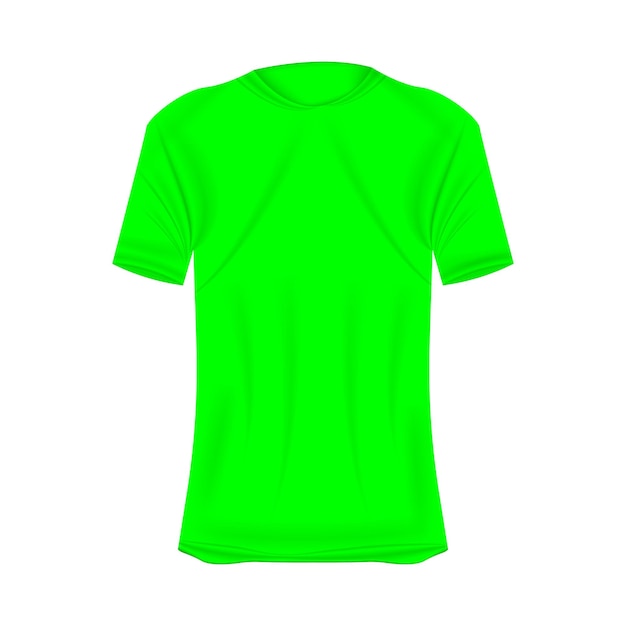 Vector tshirt mockup in green colors mockup of realistic shirt with short sleeves blank tshirt template with empty space for design