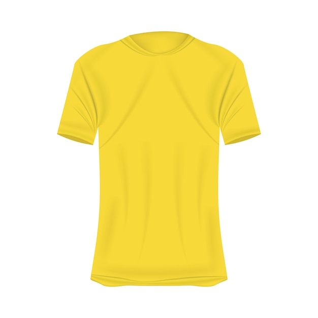 Вектор Макет футболки в желтых тонах макет реалистичной рубашки с короткими рукавами пустой шаблон футболки с пустым пространством для дизайна