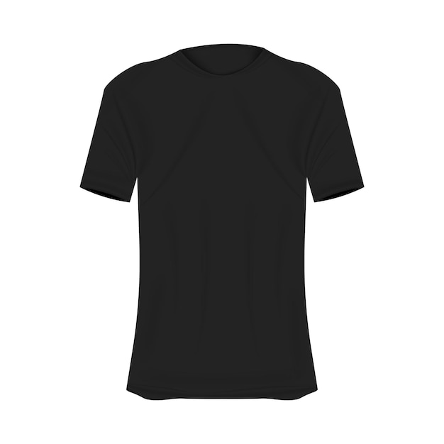 Vector tshirt mockup in zwarte kleuren mockup van realistisch shirt met korte mouwen lege tshirt sjabloon met lege ruimte voor design