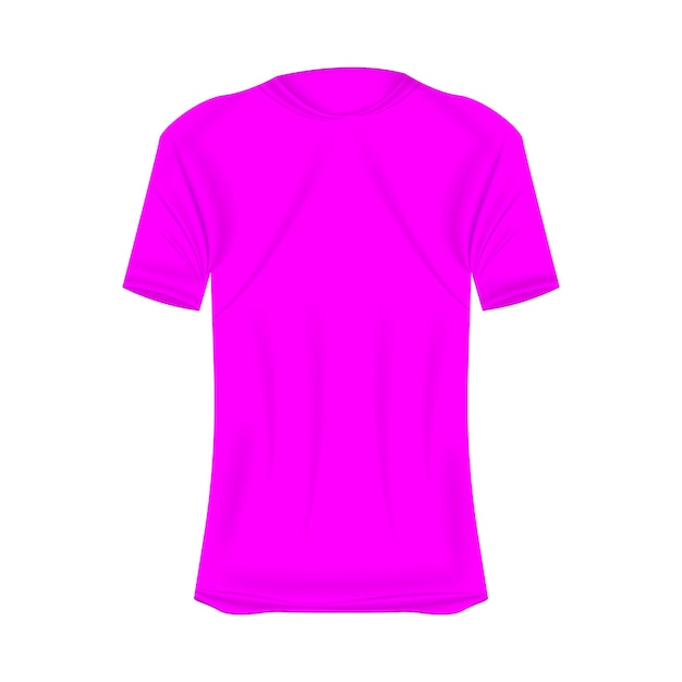 Vector tshirt mockup in pink colors mockup of realistic shirt with short sleeves blank tshirt template with empty space for design