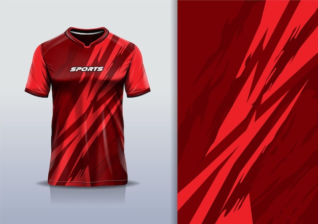 Vettore modello di maglietta con linea a strisce astratte disegno di maglia da corsa per calcio calcio in colore rosso