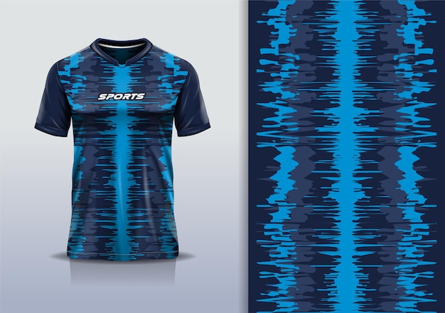 벡터 파란색으로 축구 축구를 위한 추상적인 웨이브 그룬지 유니폼 디자인의 티셔츠 모