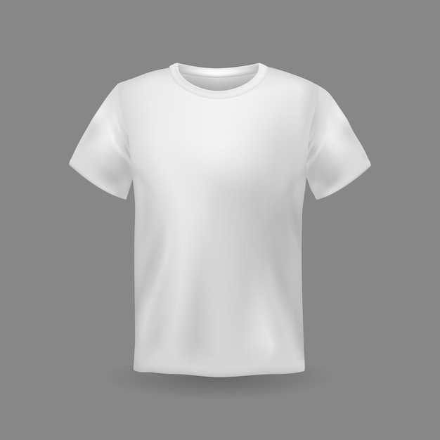 Tshirt mockup witte 3d lege casual kleding uniforme vrouwelijke en mannelijke kleding korte mouwen leeg textiel vooraanzicht voor marketing branding close-up sjabloon vector geïsoleerde enkele illustratie