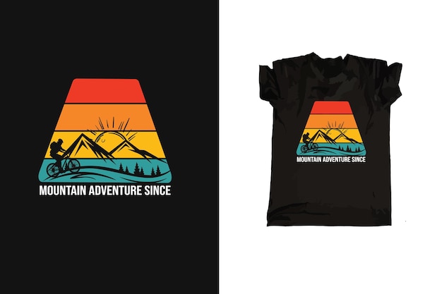 Tshirt mountain  sunset retro style