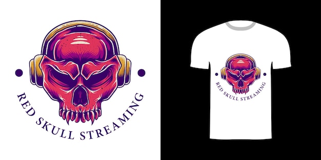 Tshirt ontwerp illustratie schedel streamer