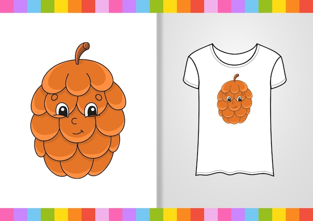 Tshirt ontwerp Schattig karakter op shirt Hand getrokken Cartoon stijl Geïsoleerd op witte achtergrond Vector illustratie