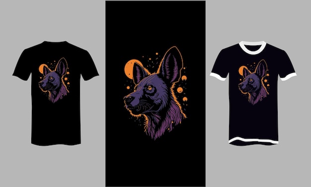 Tshirt ontwerp sjabloon retro portret van een hyena