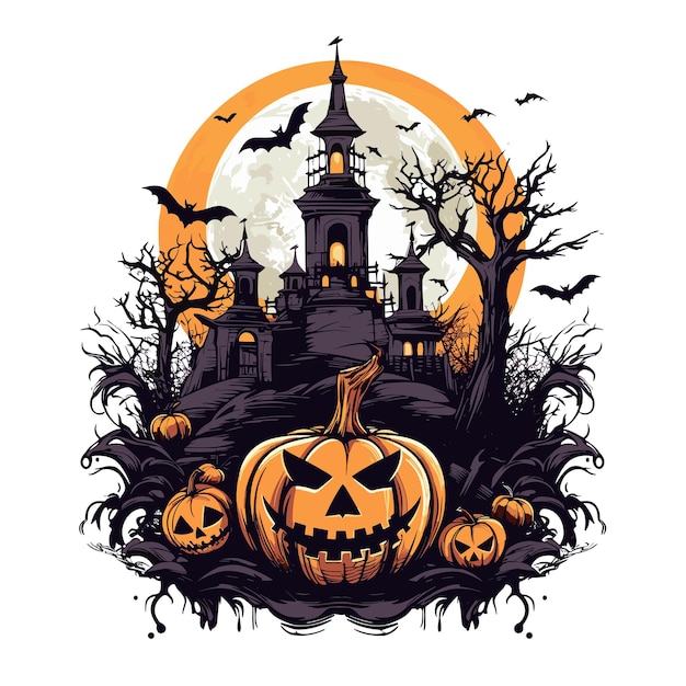 ベクトル ハロウィーンのテーマのイラストが描かれたtシャツやポスターのデザイン