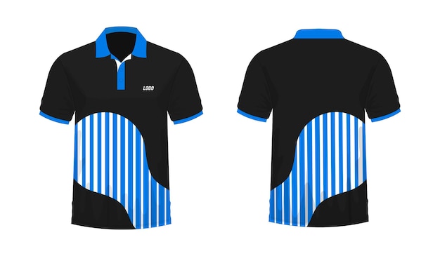 Tshirt Polo blauw en zwart sjabloon voor ontwerp op witte achtergrond Vector illustratie eps 10