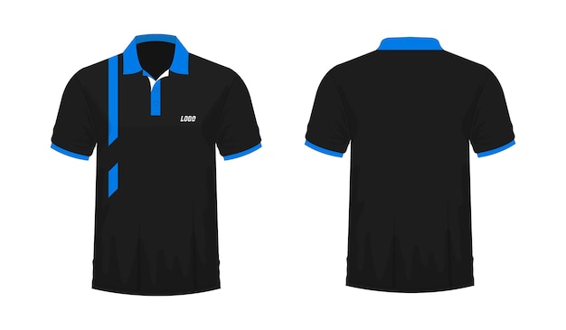 Vettore tshirt polo modello blu e nero per il design su sfondo bianco illustrazione vettoriale eps 10