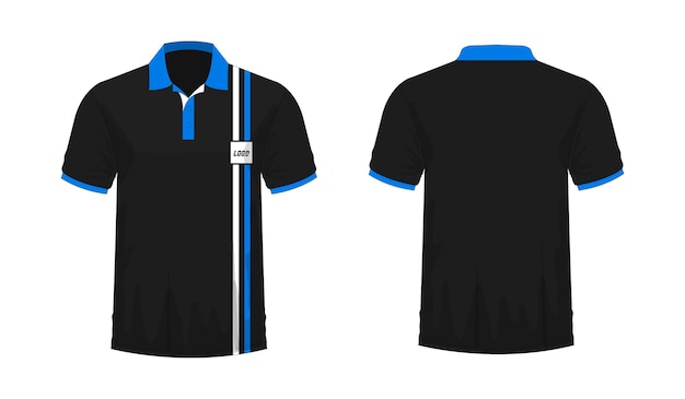 Tshirt polo modello blu e nero per il design su sfondo bianco illustrazione vettoriale eps 10