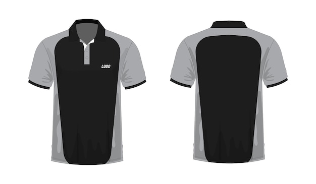 Tshirt Polo grijs en zwart sjabloon voor ontwerp op witte achtergrond Vector illustratie eps 10