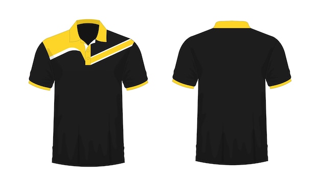 Tshirt polo modello giallo e nero per il design su sfondo bianco illustrazione vettoriale eps 10