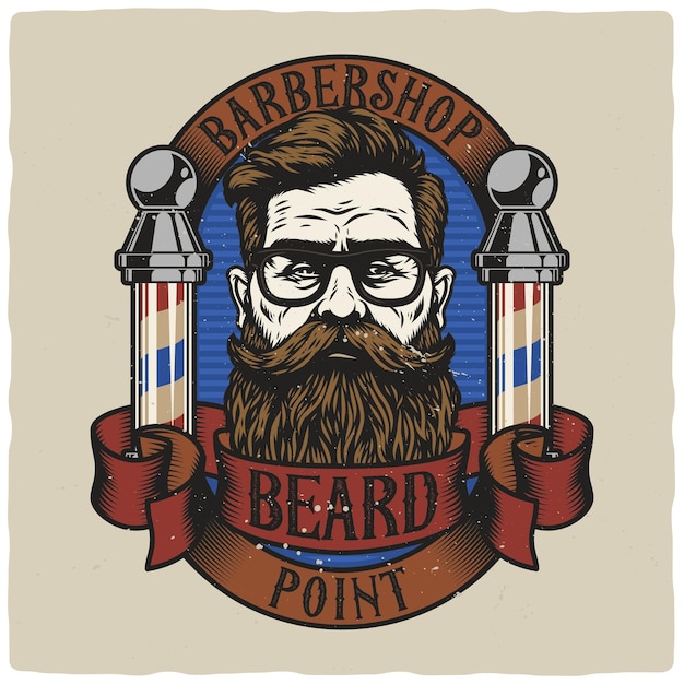 Vector tshirt or poster design with bearded man