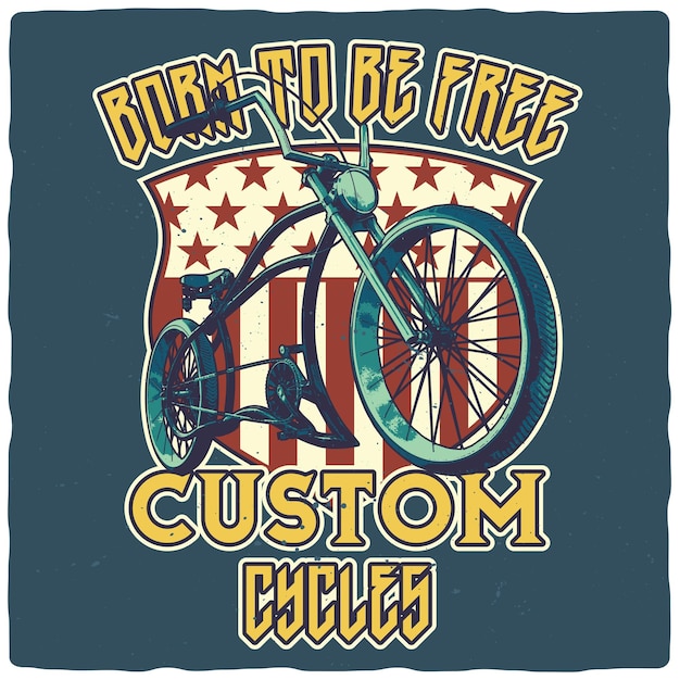 Vector tshirt or poster design with custom bicycle