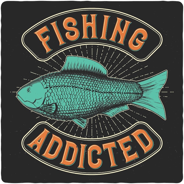 Tshirt or poster design with illustration of fish