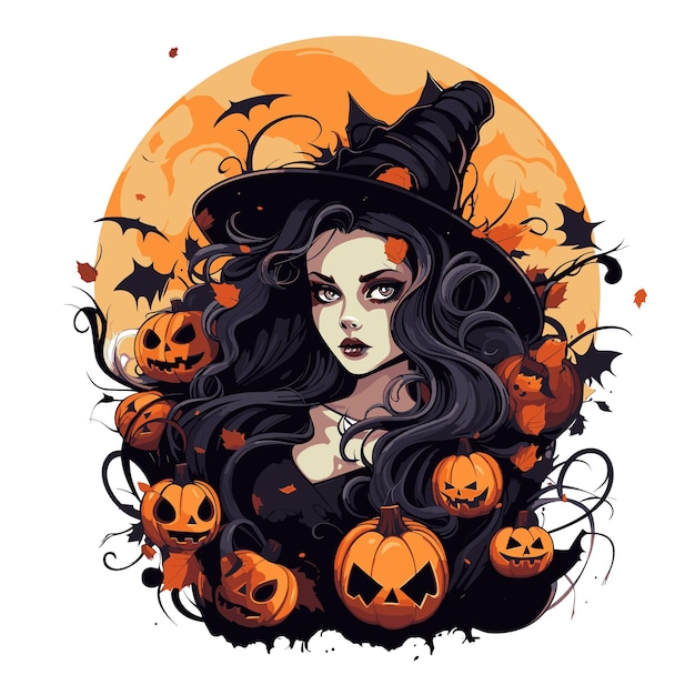 Vector tshirt or poster design with illustration on halloween theme