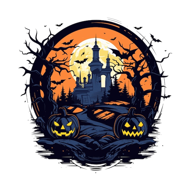 Tshirt or poster design with illustration on Halloween theme