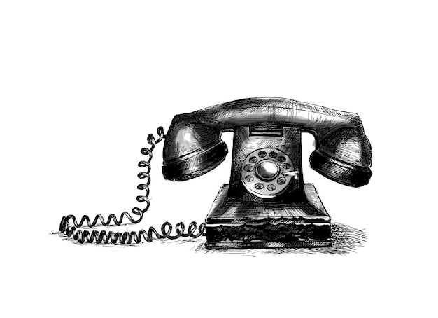 Tshirt Print Old Home telephone icon Hand Drawn Sketch Vector Background