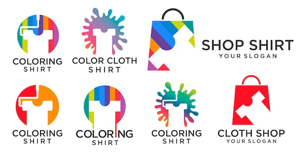 Vector tshirt printing icon set logo design vector template with combination paint and bag logo