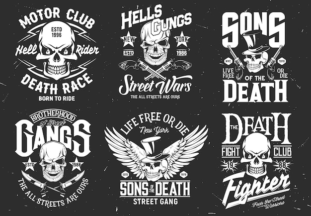 Vector tshirt prints skulls vector mascots for apparel