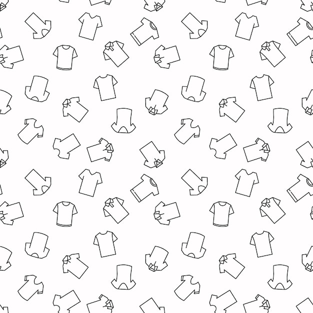 Tshirt seamless vector pattern in outline style