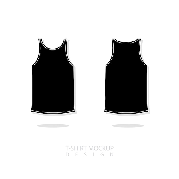 Vector tshirt silhouette line art mock up male black tshirt vector template front back view