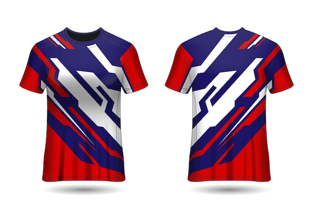 Tshirt sport design racing jersey for club uniform front and back view