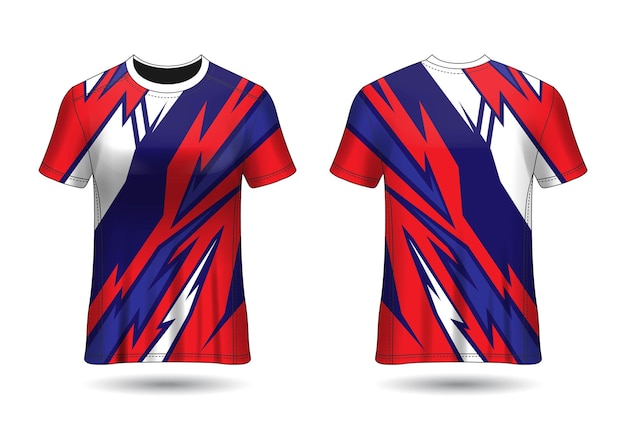 クラブユニフォームの正面図と背面図のTシャツスポーツデザインレーシングジャージ