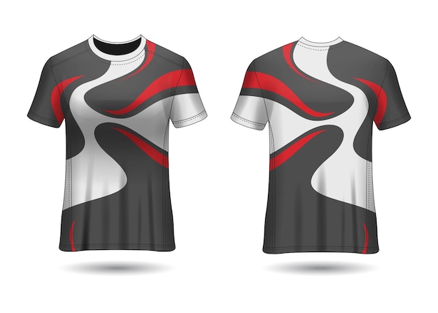クラブユニフォームの正面図と背面図のTシャツスポーツデザインレーシングジャージ