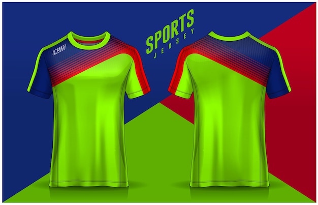 Tshirt sport design template soccer jersey for football club uniform front and back view