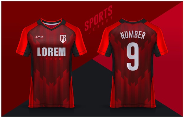 Vector tshirt sport design template soccer jersey for football club uniform front and back view
