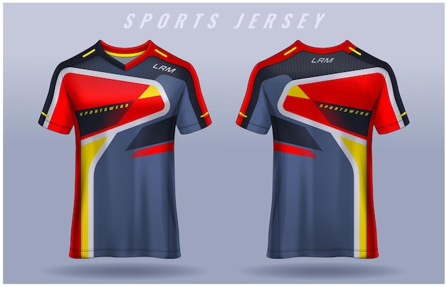 Tシャツスポーツデザインテンプレートサッカークラブのユニフォームの正面図と背面図のサッカージャージ