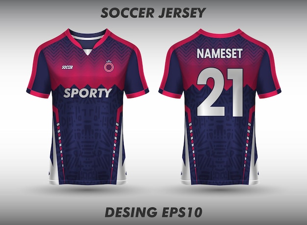 Tshirt sport design template for soccer jersey football kit and tank top for basketball jersey Sport uniform in front and back view Mock up for sport club