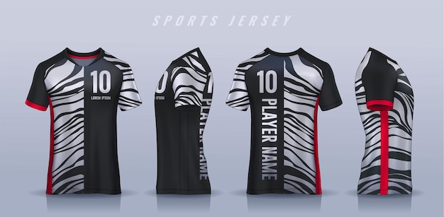 Vector tshirt sport design template soccer jersey mockup for football club uniform front and back view