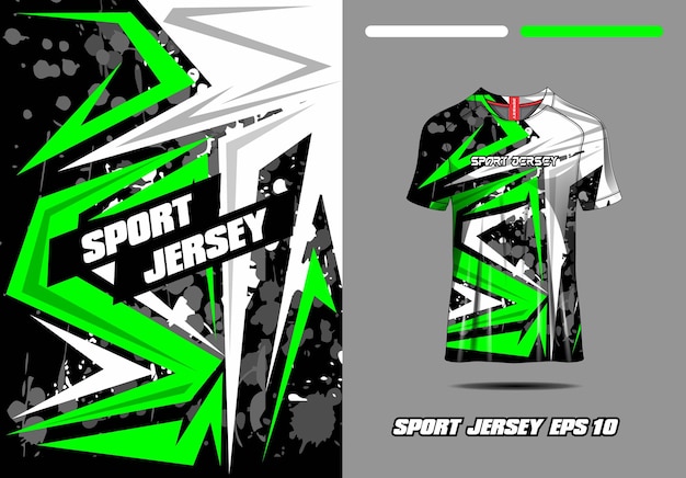 Vector tshirt sport groen wit grunge textuur achtergrond voetbal trui fietsen voetbal gaming vector